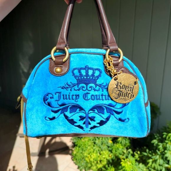 Juicy Couture Handbags - Juicy Couture Y2K Rare Blue Bowler Satchel Vintage Bag
